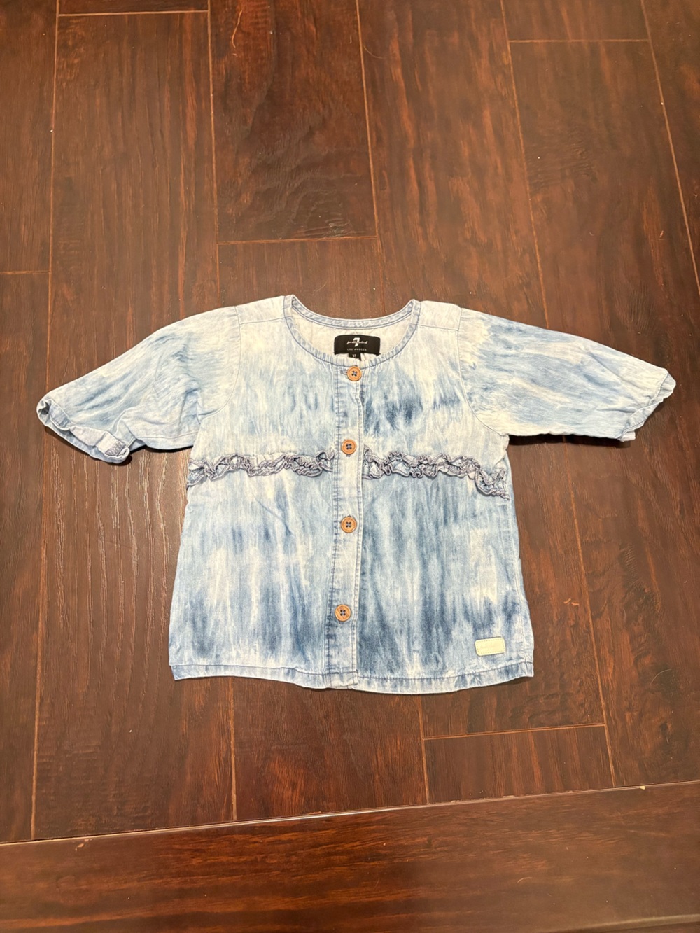 Joe’s Jeans Girls 3T Acid Wash Chambray Ruffle Button Front Top
